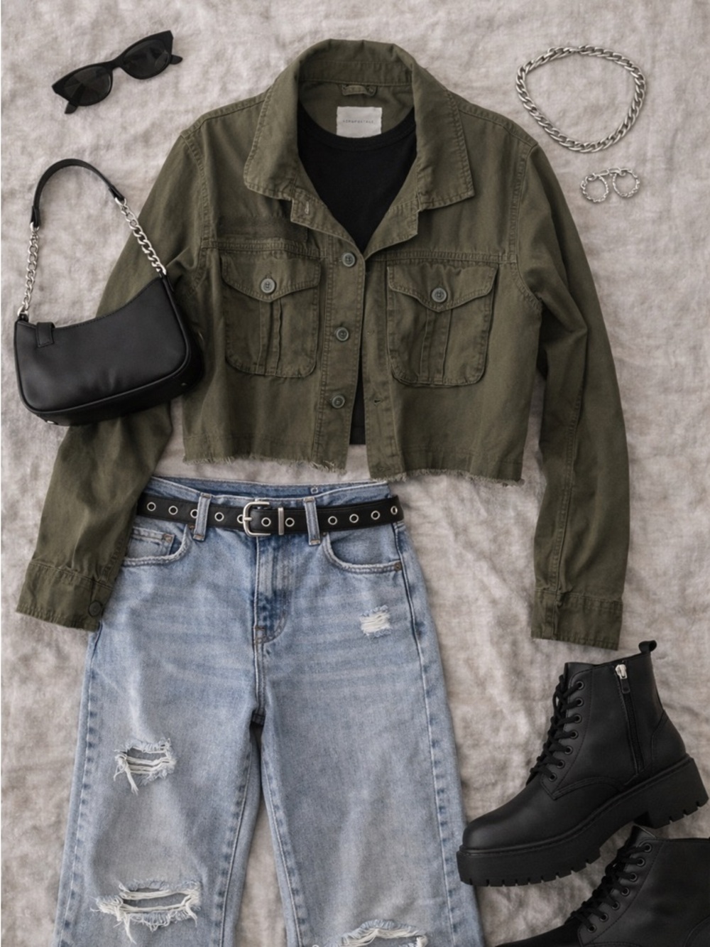 Aeropostale Olive Green Cropped Jean Jacket - Women